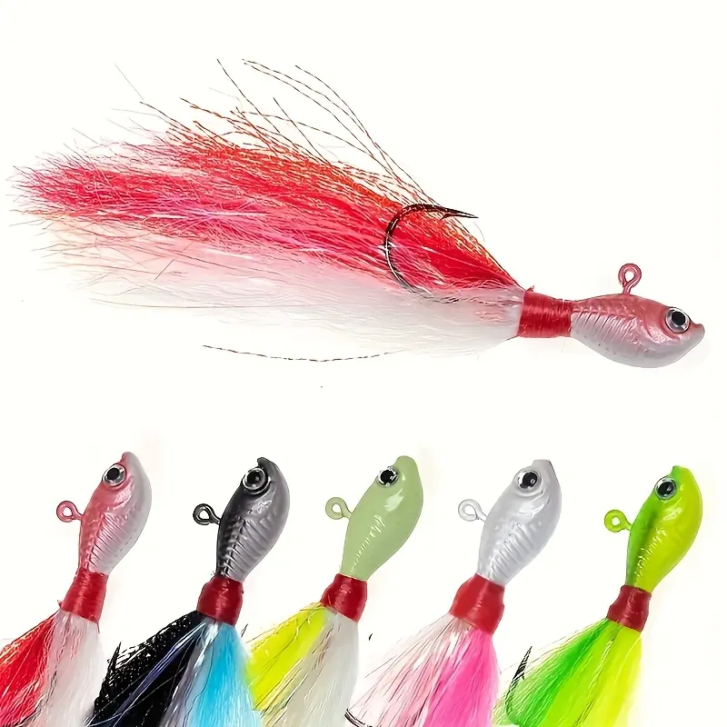 5pcs Jig Head Set 10g 14g 28g Stainless Steel, Weedless Saltwater Fishing Lures with 3D Eyes, Long Cast Lure Kit