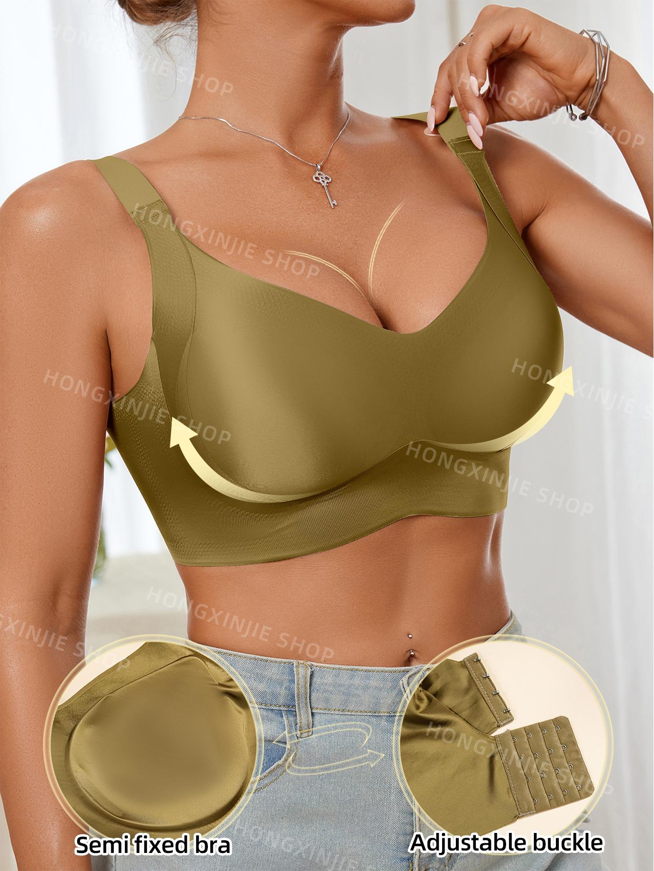 3pcs Women's Solid breasted Adjustable Wireless Bra, Womenswear Lingerie for All Seasons Valentine's Day, girl bra,Soft Comfortable Breathable Ribbed Push Up Seamless Bra, gift