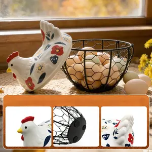 Durable Iron Chicken Egg Basket with Lid - RusticFarmhouse Kitchen Storage Organizer. Not just for eggs,use for fruits, keys & decor. Ideal for teen Easter basket2026, Easter baskets for girlfriend, boyfriend Easter basket,toddlers