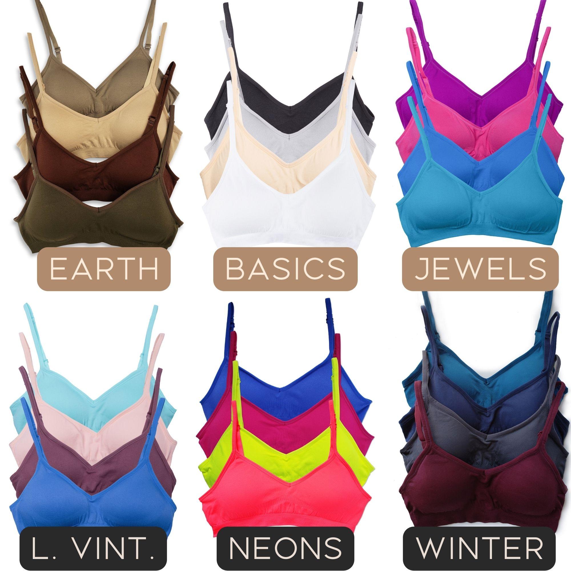 Kalon 4-Pack Women's Demi Bralettes with Adjustable Straps XXS-2XL