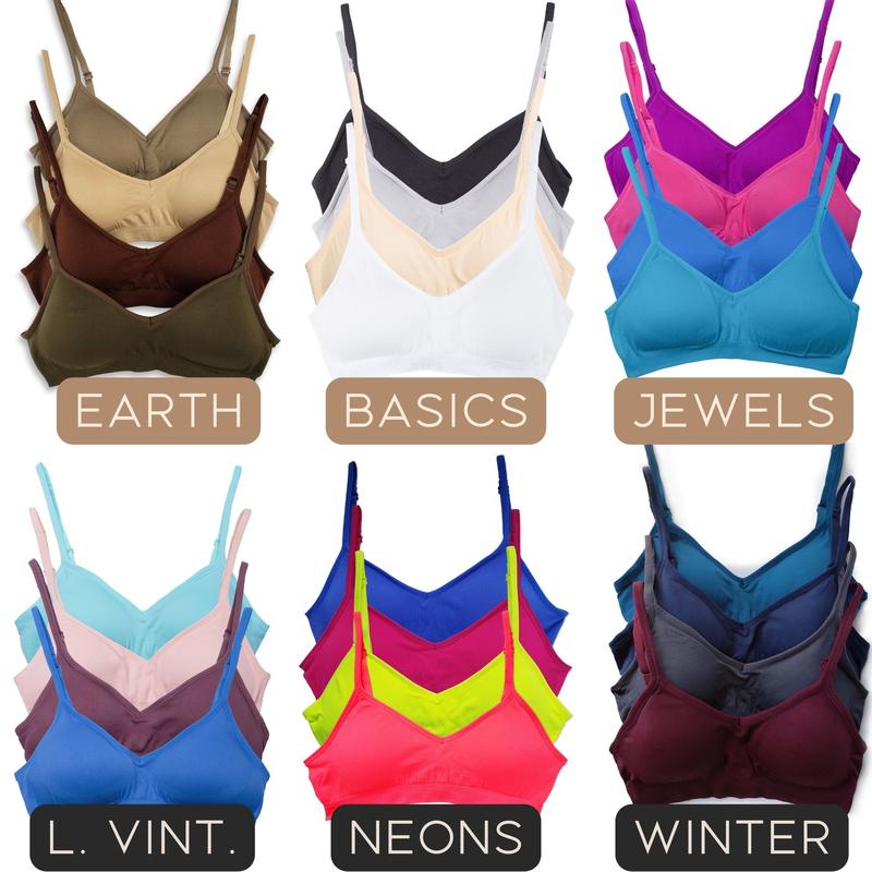 Kalon 4-Pack Women's Demi Bralettes with Adjustable Straps XXS-2XL Kalon 4-Pack Women's Demi Bralettes with Adjustable Straps XXS-2XL