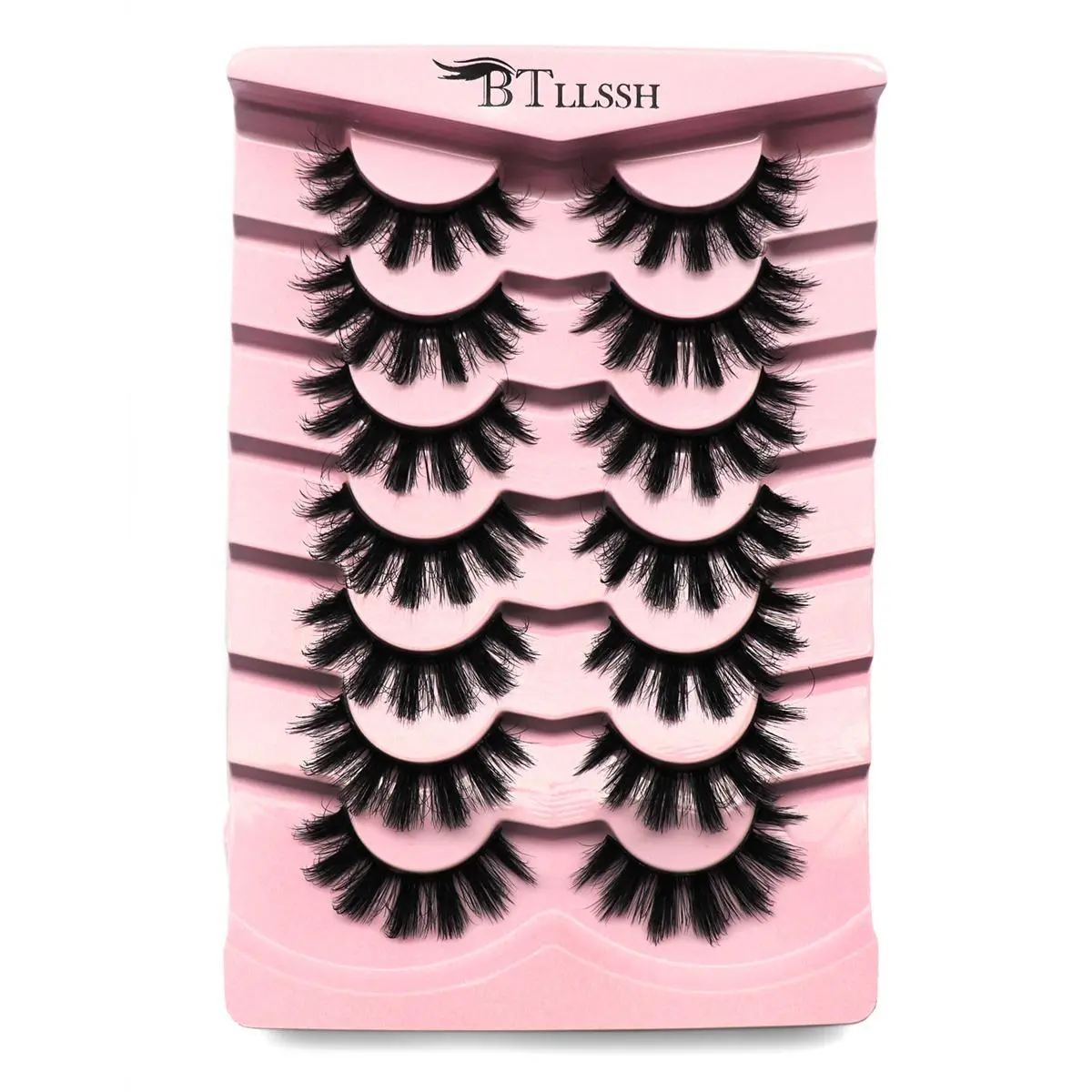 Fluffy False Eyelashes, Feline Lash Look, False Eyelash Extensions, 7 Pairs Volumized False Eyelashes for Women and Girls Eye Makeup Enhancement, Cosmetic Wispy Volume Eyelash Set, Fake Lashes, Fashion Eyelashes, Voluminous False Eyelashes
