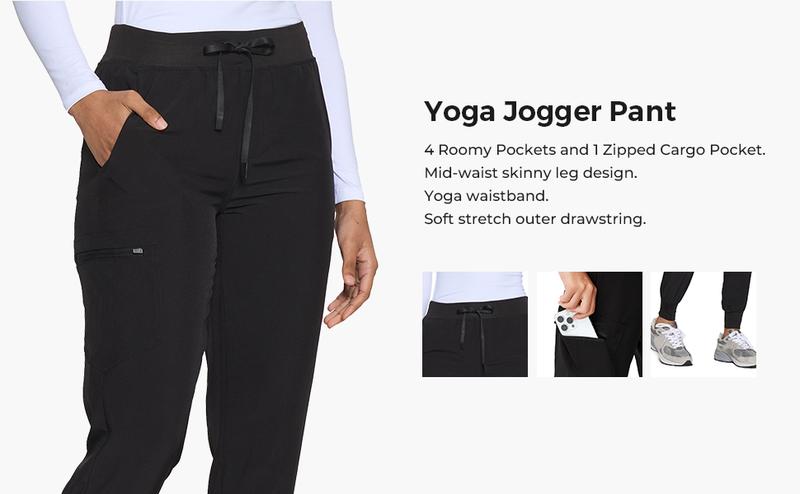 COZYFIT Womens Scrub Pants - Soft Stretch Yoga Style with 5 Pockets, Slim Fit Jogger Scrubs Pants for Women Sports Jogging Wear Workout Clothes Sports Jogging Wear
