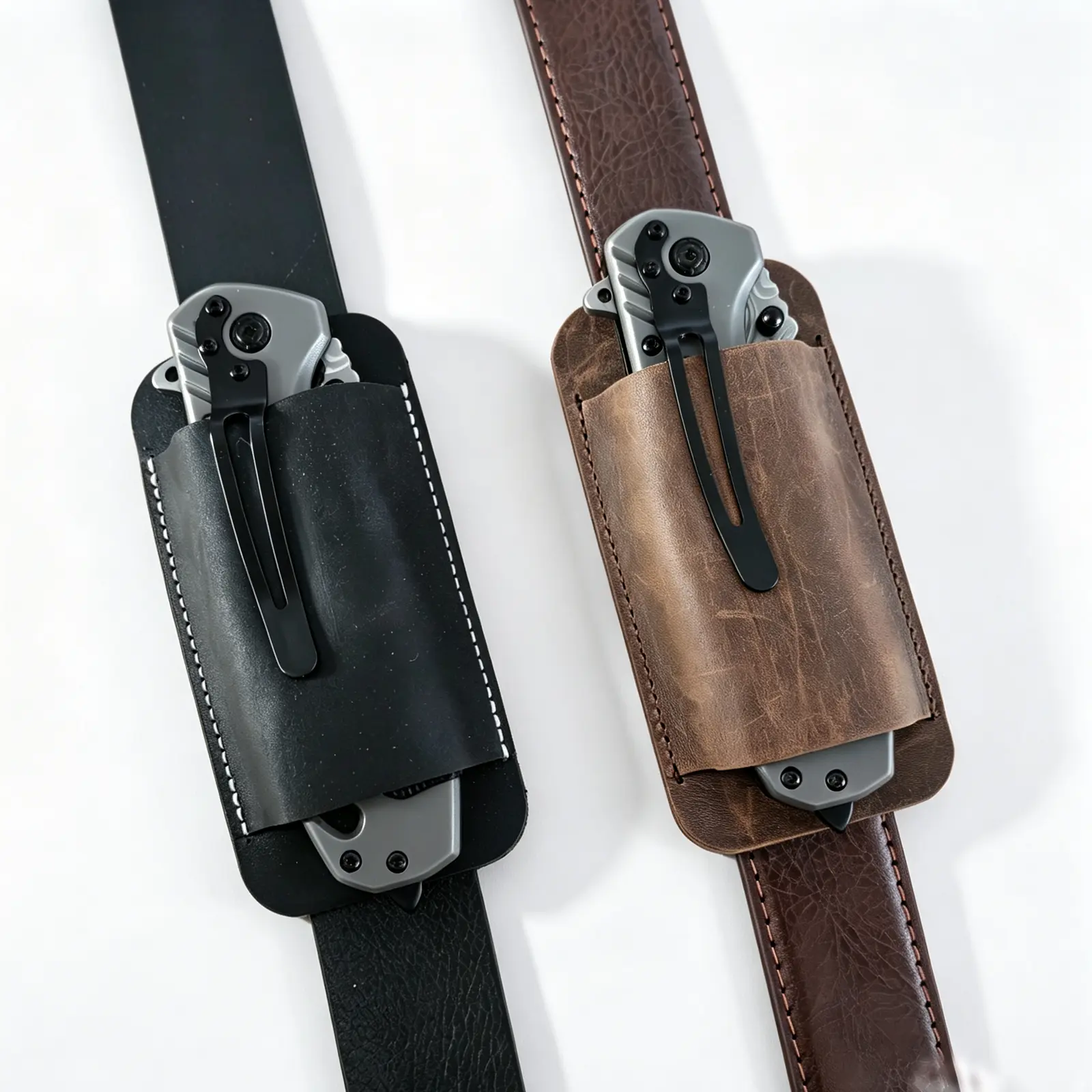 Retro Handmade Leather Knife Case-Black＆Brown,Everyday Carry EDC Tools,Folding Knife Case,Belt Knife Sheath,Outdoor Camping Gear,Vintage Folding Knife Pouch,Lightweight Tools for Outdoor Tasks,Knife Holder for Belt,Portable Tool Accessories,Unique Gift