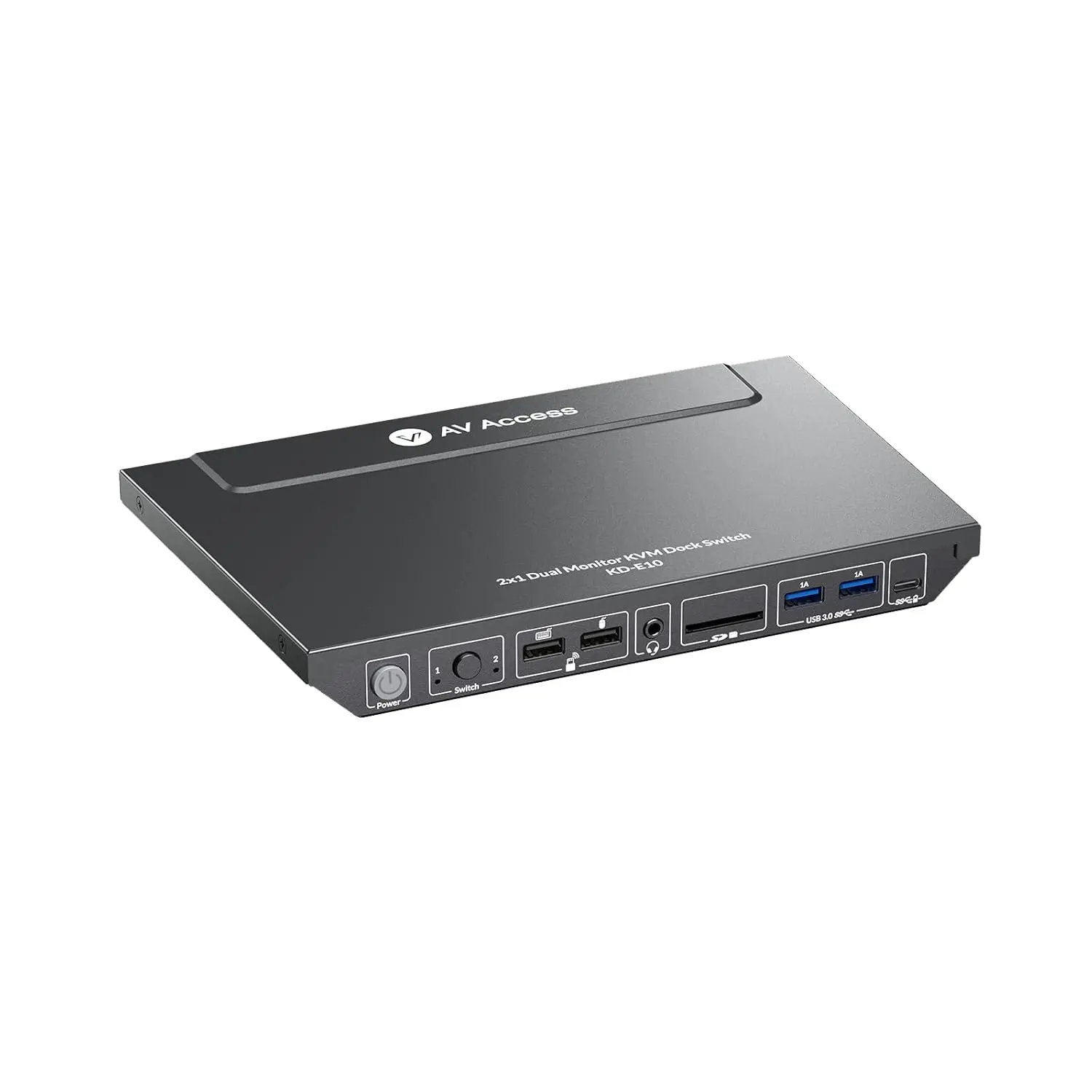 AV Access KD-E10 KVM Switch Docking Station for Laptop & Desktop, 100W Charging, 4K@60Hz Dual Monitor HDMI, 3x USB 3.0, 1G Ethernet, EDID Support