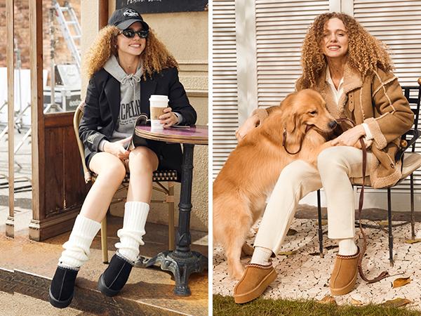 Dream Pairs FuzzyEasy Platform Slip-On Slippers – Genuine Suede, Fluffy Faux-Fur, Indoor/Outdoor Cushion