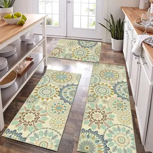 [TiktokShopHolidayHaul] HEBEMAT Washable Boho Kitchen Rugs Set of 3, Runner Rug , Kitchen Mats, Floor Carpet for Kitchen, Laundry, Hallways
