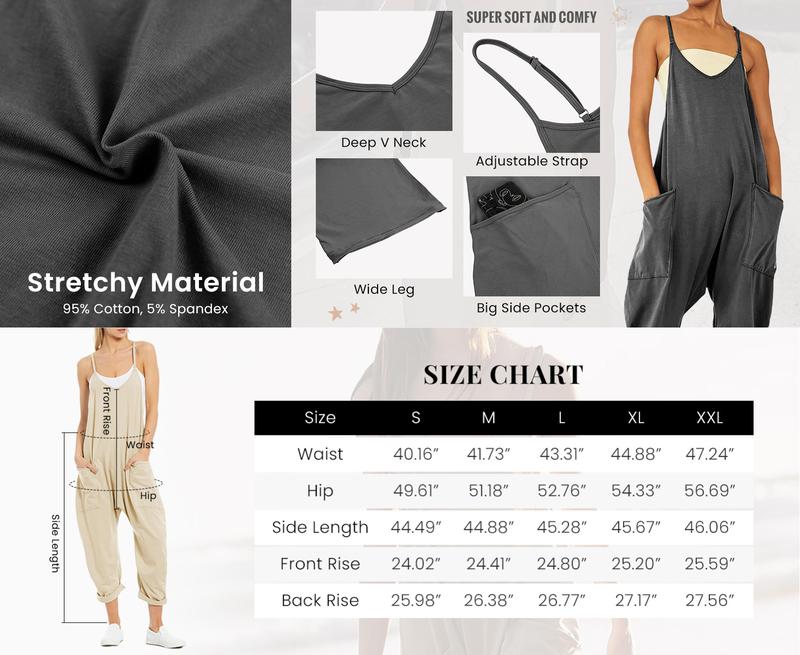 Kingapril Women's Causal Jumpsuits V Neck Sleeveless Harem Overalls Stretchy Adjustable Strap Romper with Pockets in Various Colors