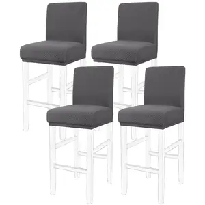 PiccoCasa 4 Pcs Bar Stool Covers Pub Counter Stool Cover Chair Seat Cover Washable Slipcovers for Dining Room Kitchen Height Counter Chairs Grey