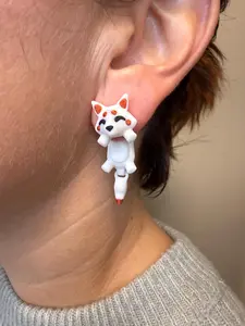 Japanese Kitsune Earrings | Fox Spirit Jewelry | Anime Style Earrings | Mythical Fox Dangles | Cute Fantasy Earrings