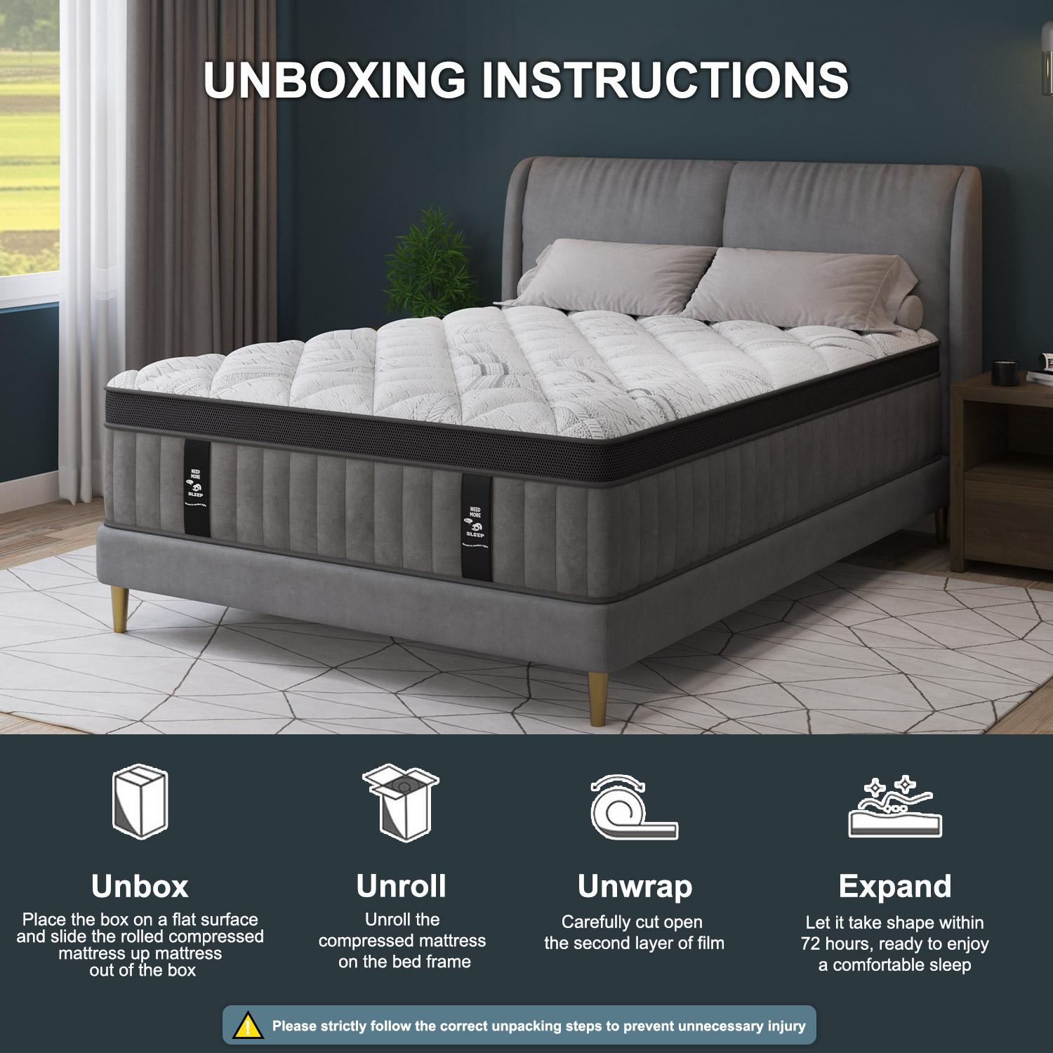 12/14 Inch Gel Memory Foam Mattress Hybrid Pocket Spring Twin Full Queen King Bed Mattress In A Box, Euro Top Medium Firm For Back & Lumbar Support, Individual Pocket Spring Bed For Motion Isolation & Fiberglass Free