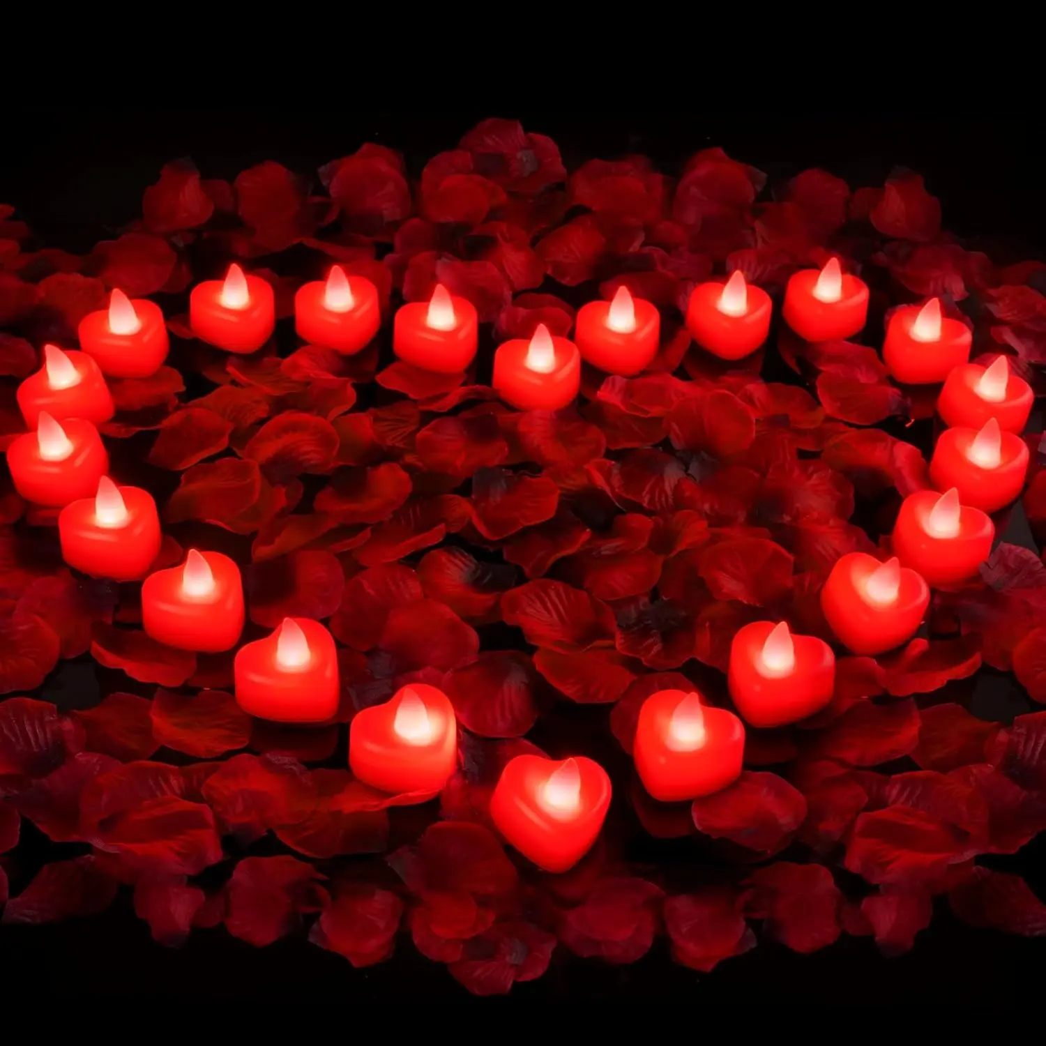 PLUS-100 Pcs Red Candles + 6000 Pcs Red-Black Peta