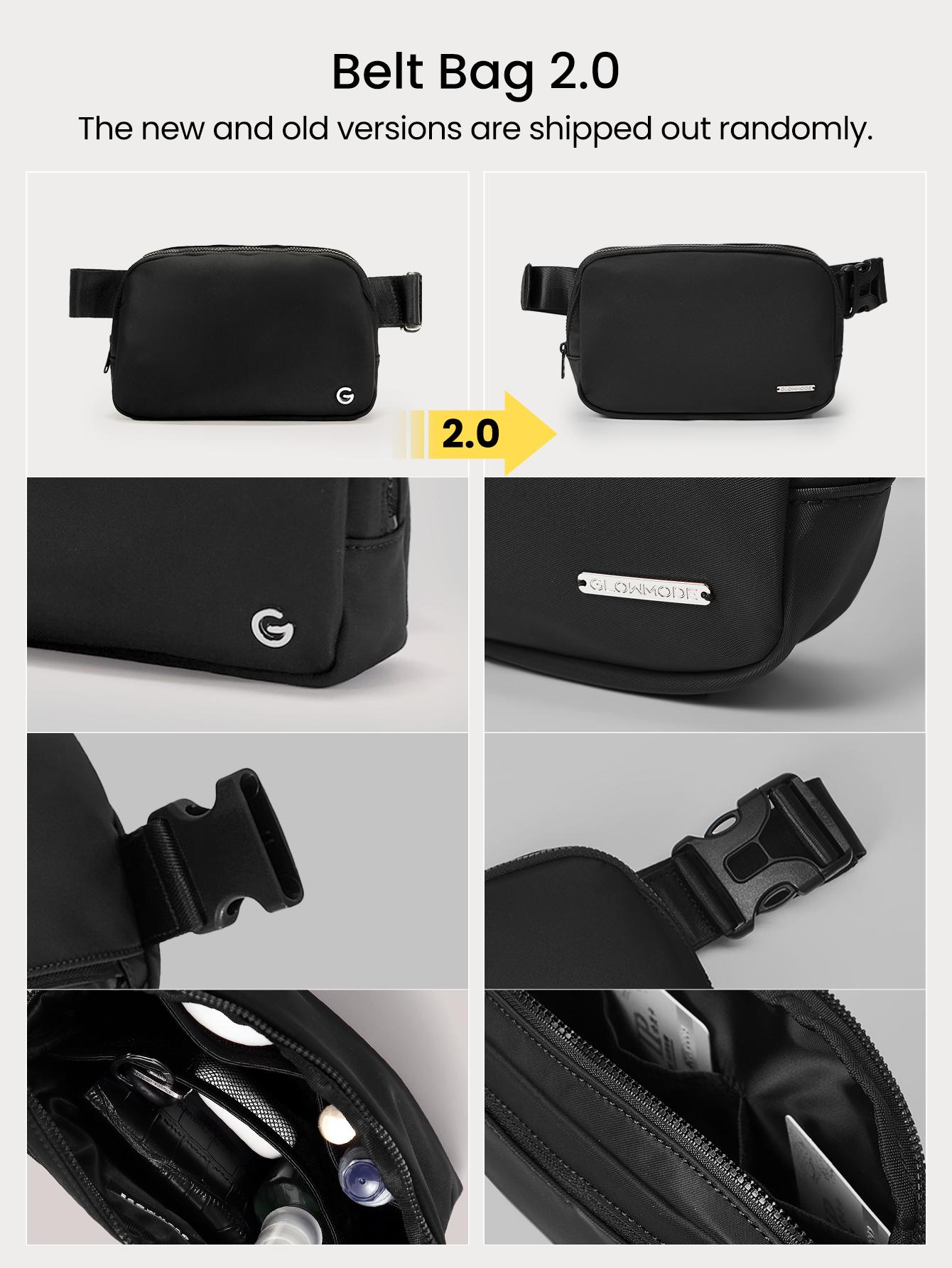 GLOWMODE 1L Zipper Everywhere Belt Bag Water Repellent Waist Crossbody Bags With Adjustable Strap