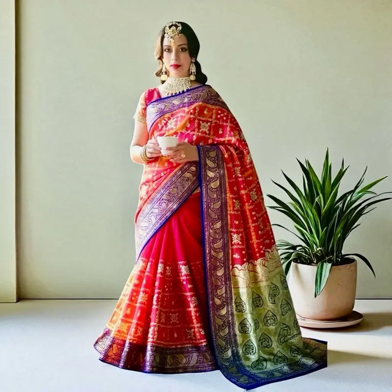 Women's Traditional Silk Wedding Saree, Elegant Bridal Clothes with Timeless Style