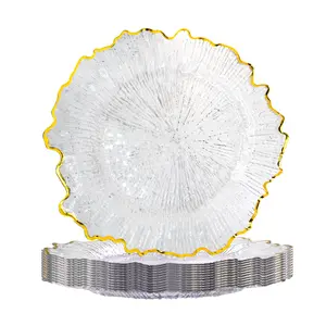 8-Pack 13" Clear Charger Plates – Round Plastic Reef Chargers for Dinner Plates, Ideal for TabWedding le Settings & Decor