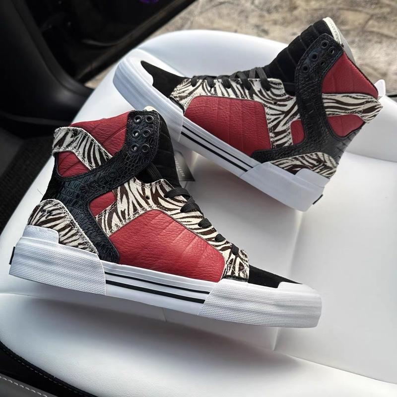 Supra Skytop77 Limited Avenger Black Red Premium Leather Crocodile Horse Hair High Top Sneakers Supra Skytop77 Limited Avenger Black Red Premium Leather Crocodile Horse Hair High Top Sneakers