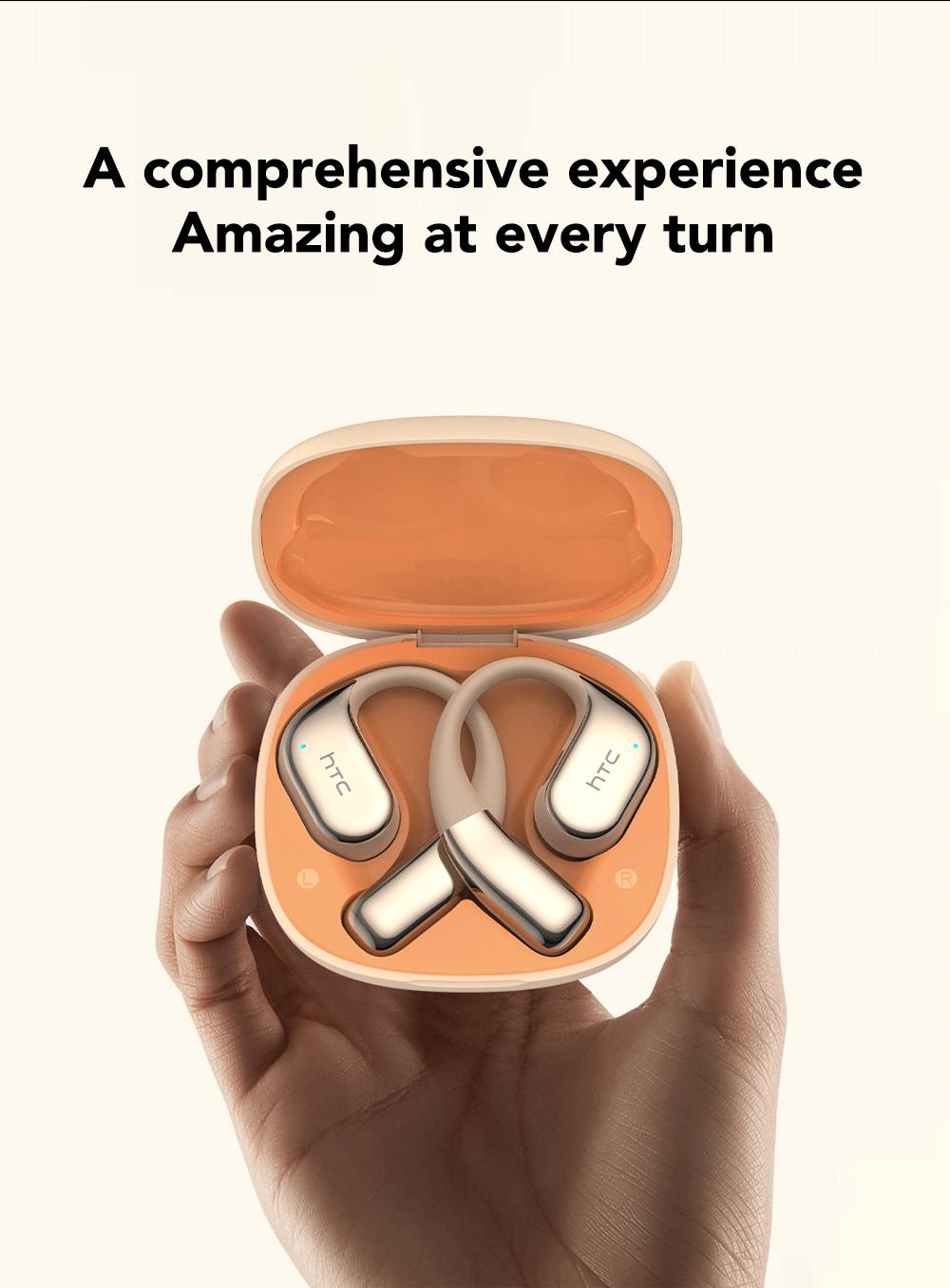 HTC NE39 OWS - Bluetooth headset (6.0), IPX5 waterproof, comes with a charging case, and a built-in microphone. Comfortable fit, excellent sound quality, and a three-month warranty! Perfect for work, exercise, study, and voice calls.