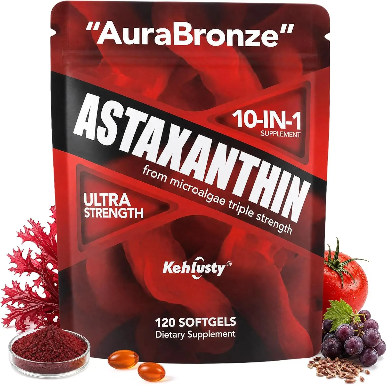 Astaxanthin 12mg 10-in-1 Complex - Antioxidant Supplement with Beta-Carotene, Lycopene, Lutein, Borage Oil & Vitamins C/E - Non-GMO, Gluten Free - 120 Softgels (4 Month Supply)