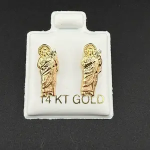 14k gold San Juditas earrings 3 gold colors