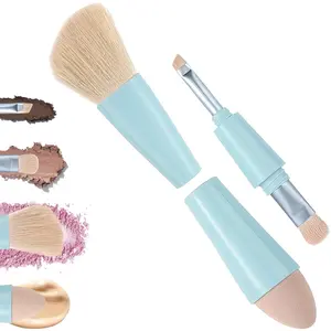 Multi-Tasker 4-in-1 Makeup Brush -Applicator Tool - Vegan & Travel-Friendly All-in-One Beauty Tool for On-the-Go Glam, Blue