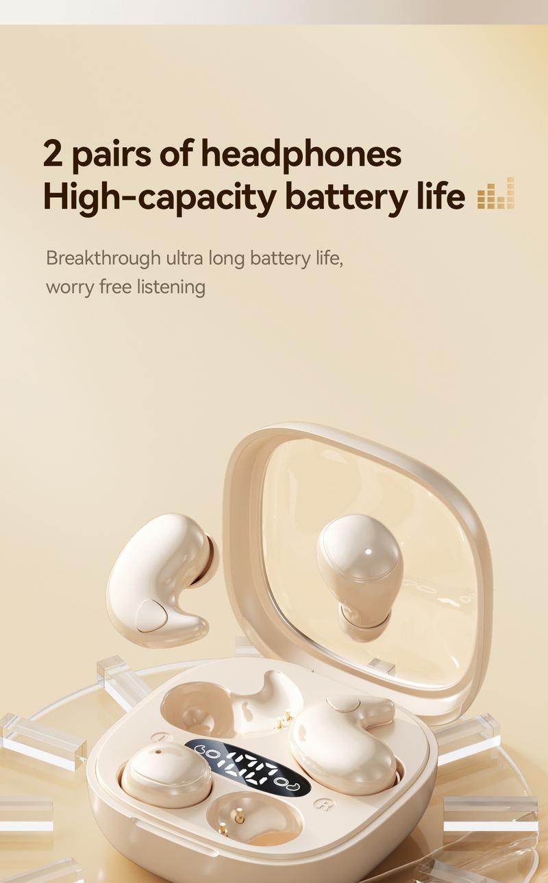CHENRUIDA 2 Pairs Mini Bluetooth Earbuds, Nearly Invisible Sleep Headphones Set, 360° Surround Sound Experience, Superior Battery Life, with Portable Charging Case, Perfect for Sleeping, Sports, Studying and Relaxing