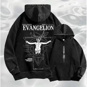 Vintage Neon Genesis Evangelion Hoodie - Human Instrumentality Project Design for Anime Fans Cotton Fit