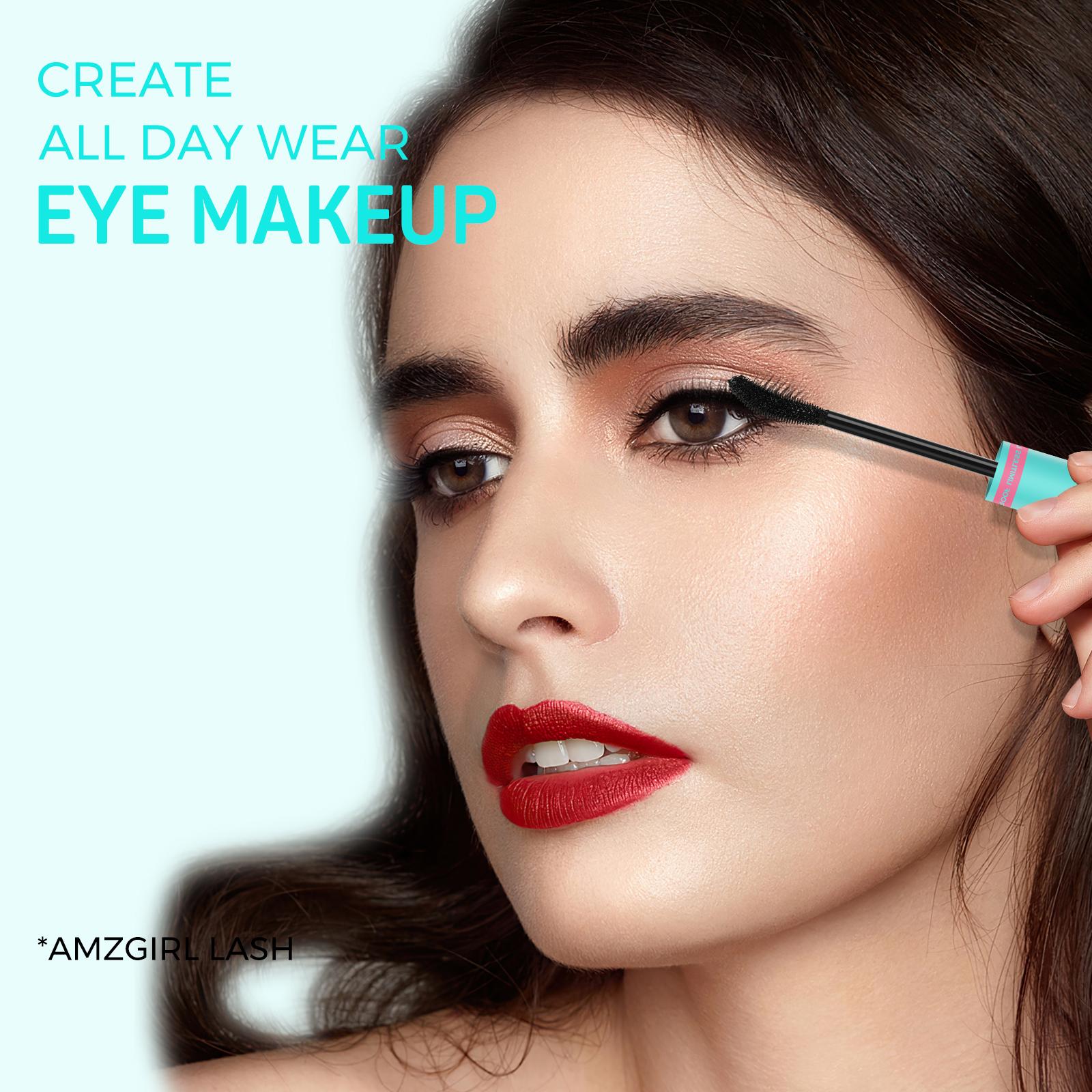 Amzgirl Makeup Fanning Voluming Mascara Waterproof 36Hours No Smudging (6g)+Eyeliner Long Lasting Waterproof Eye Makeup Cosmetic Eyebrow Pencils mascara volume and length mascara mascaras