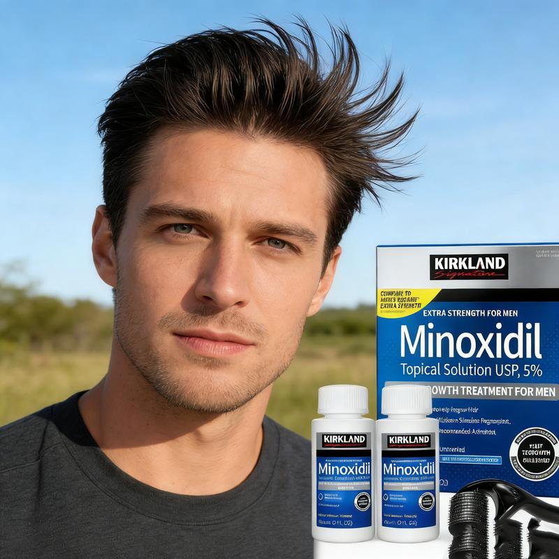 Kirkland Minoxidil Hair & Beard Growth Kit -Anti Hair LossTreatment with Dropper &Derma Roller