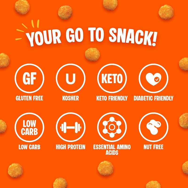 Protein Puffs - (Nacho Cheese), Keto Friendly, Low Carb Snack (300g, 21g Protein, 2g Net Carbs, High Protein, Healthy Crunchy Snack).