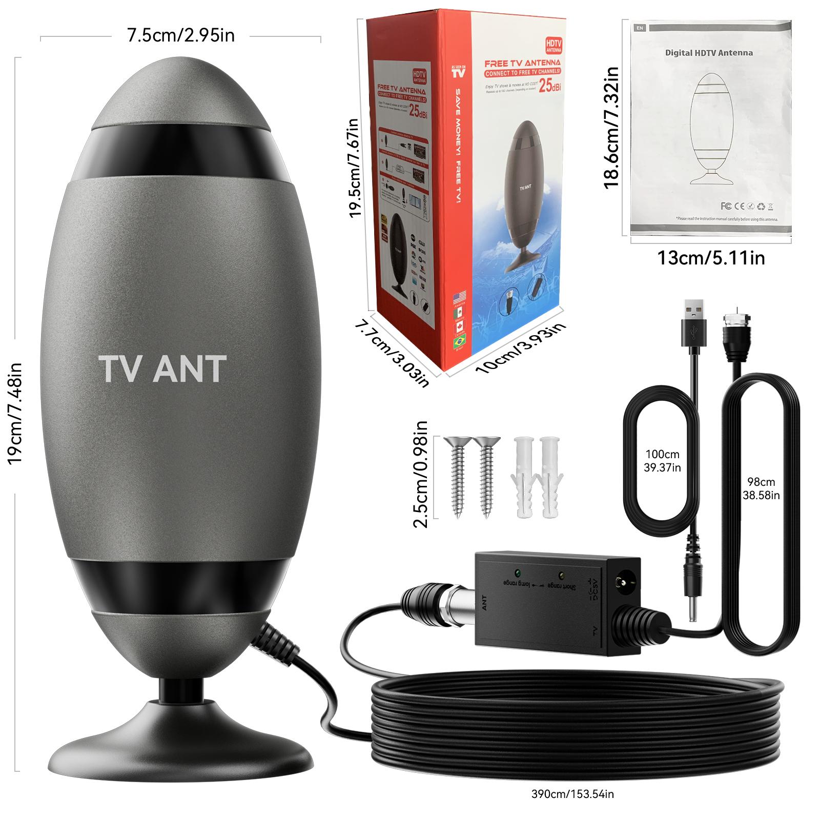 TV Antenna Digital for Smart TV HD Antena Indoor 4K Digital TV Antenna 360° Signal Amplified Strong Magnetic Base Indoor TV Antenna for Easy Long Range Reception Installation, TikTokShopBlackFriday