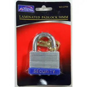 WorldWide Sales Online 50mm Laminated Padlock 2 Keys Brass Tumblers – import_2021_10_29_212114, Locks
