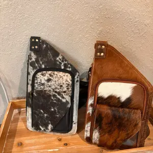 Cowhide Messenger Style Sling Bag - Leather Crossbody Bag