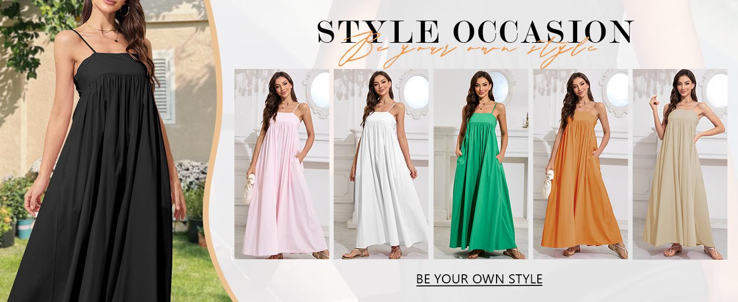 Ebossy Women's Summer Backless Tied Spaghetti Straps Casual Loose Cutout Maxi Dress with Pockets Ebossy Women's Summer Backless Tied Spaghetti Straps Casual Loose Cutout Maxi Dress with Pockets