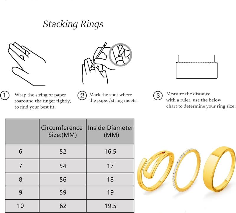 Tewiky 3 Rings Set 14K Gold Plated Stacking Rings for Women Stacking Ring Set Hypoallergenic Hoops Lightweight Tiny Thick Trendy Hoop Earrings Stacks for Multiple Piercing For Valentine's Day gifts