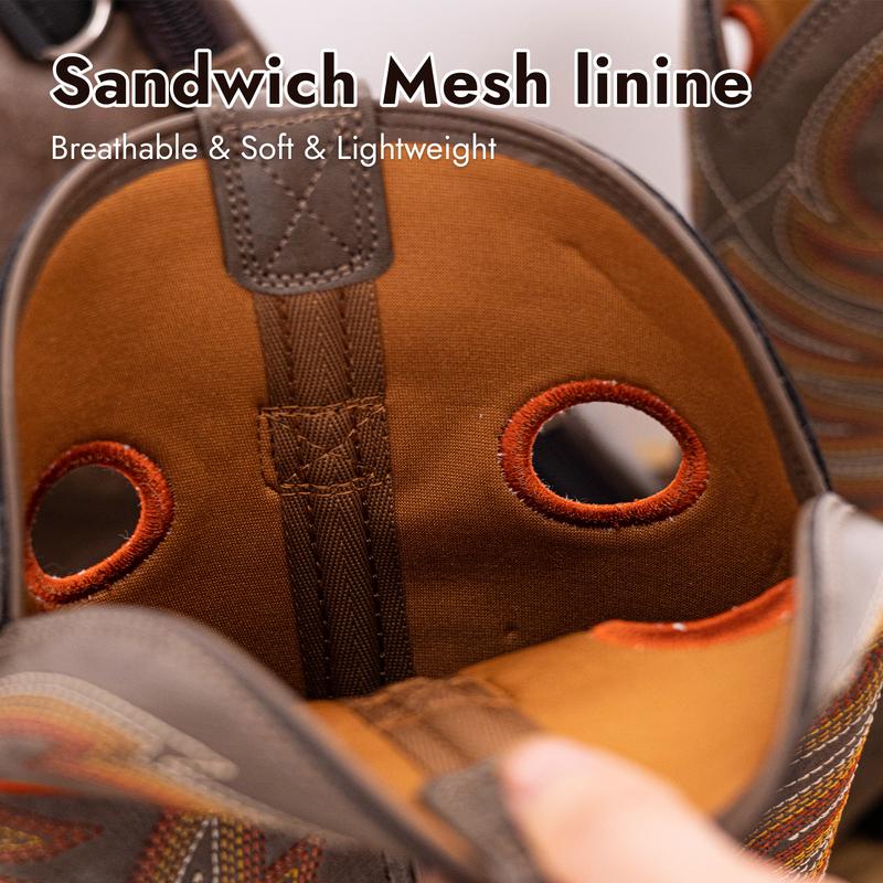 Palitutu Cowboy Boots for Men -Square Toe Botas with Classic Embroidered,Comfortable and Fashion Soft PU Leather,Fashion Closed Walking Shoes