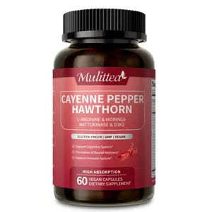 Mulittea Cayenne Pepper Capsules | Cayenne Pepper Supplement with Moringa, Hawthorn, Ginseng, Red Yeast Rice+Nattokinase+Turmeric, Beetroot | Support Metabolism & Circulation Health (120 count, Non-GMO)