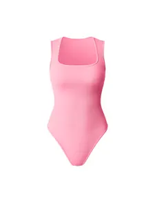 OYV Women's With Midriff Pleats Sleeveless Square Collar Elastic Basic Vest