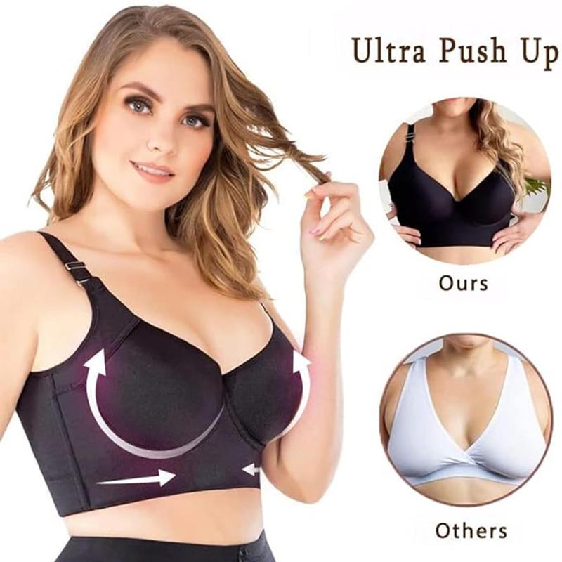 Fashion Deep Cup Bra Hides Back Fat Full Back Coverage Bra with Shapewear Incorporated Plus Size Push Up Sports Bra