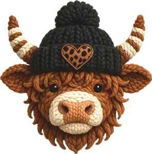 DTF Transfer – FL Yarn Cow With Hat Multi Sizes