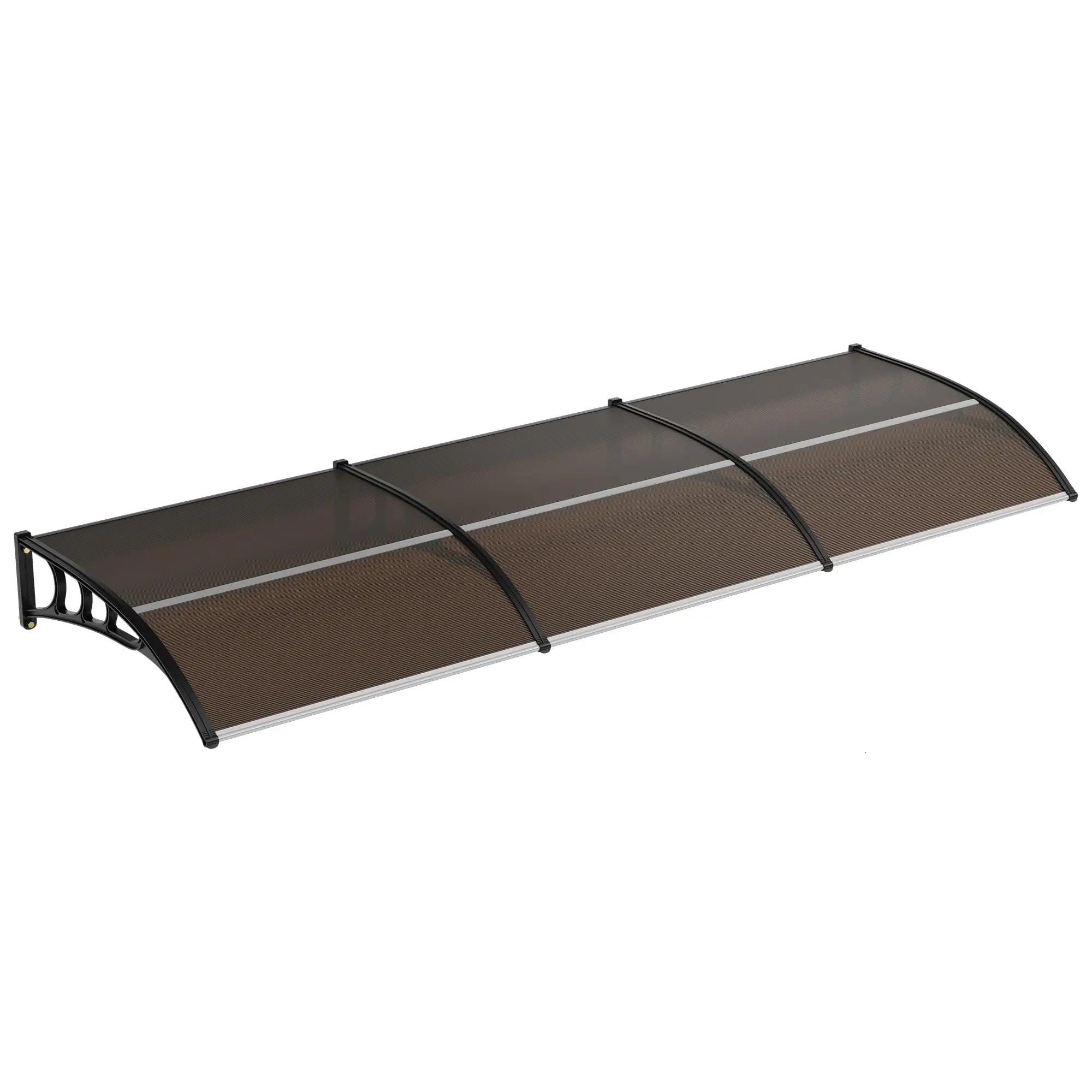 Garvee Outdoor Shade Lightweight Canopy - 40in x 120in Solid Polyester Door Awning for Front & Double Doors, Plastic Steel Bracket, Polycarbonate Cover, Brown Board, UV/Rain/Snow Protection