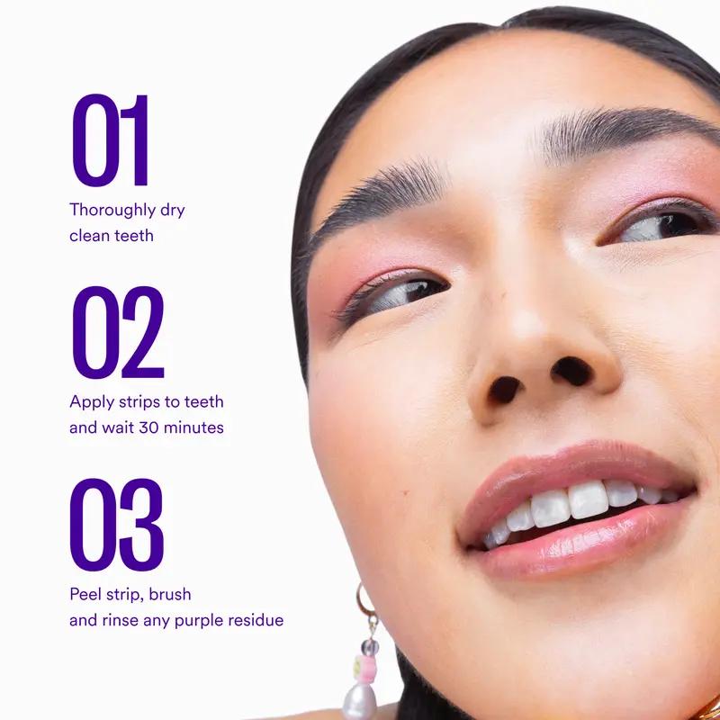 HiSmile Whitening Strips, Teeth Whitening Strips, Purple Tooth Whitening, Tooth Stain Treatment, Combining Whitening and Colour Correction