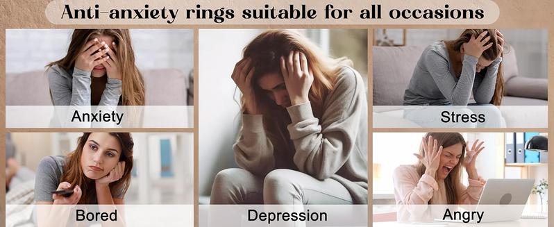 FASACCO 12pcs Anxiety Relief Fidget Spinner Rings Adjustable Stainless Steel Anti-Anxiety Jewelry for Women & Men Stress Management Trendy Jewellery Accessories