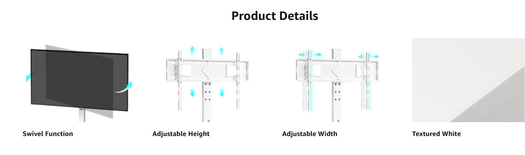 RaybeeFurniture 70 inch TV Stand with Mount & LED Lights, Swivel Modern Entertainment Center with Power Outlet, Wood Media Console for Living Room, Bedroom
