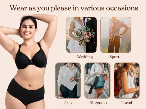 HSIA Miya SoftSense Comfort Lightly Lined T-shirt Back Smoothing Underwire Plus Size Minimizer Bra Everyday Bra