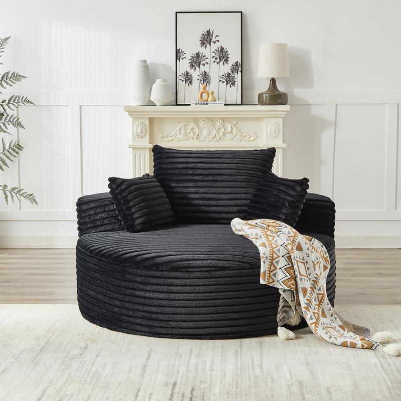 Niccae Fluffy Corduroy Sofa Chair No Assembly Cloud Recliner for Adults Premium Foam Sleeper Chair for Living Room Bedroom Lounge Modern Accent Furniture with Backrest Pillow Chenille Sectional Sofa with Pillows Velvet Folding Sofa with Storage