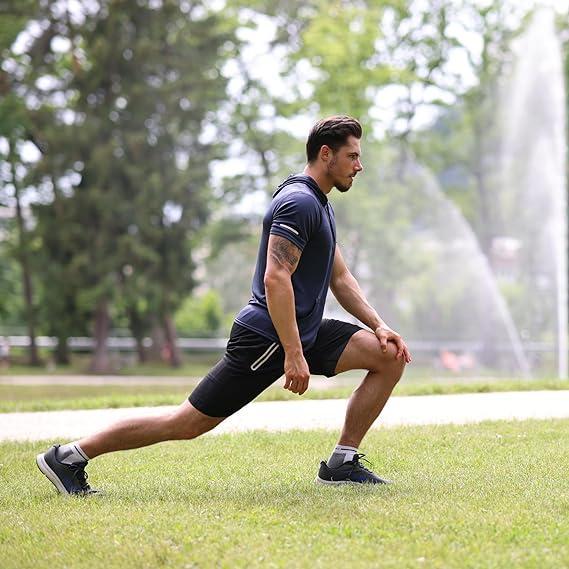 【Purchase one size larger】Men's Greenish Spring Plain Round Neck Workout Short Sleeve Mesh Athletic T-Shirts with Hood basketball Sportswear Quick Dry T-shirt Back To School Tops Hoodie gym outfits workout tops Sweatshirts compression shirts workout tops