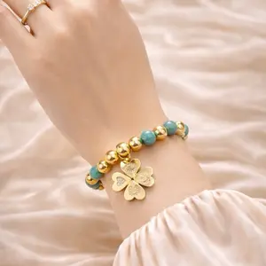 Natural Amazonite Gold Bead Barrilete