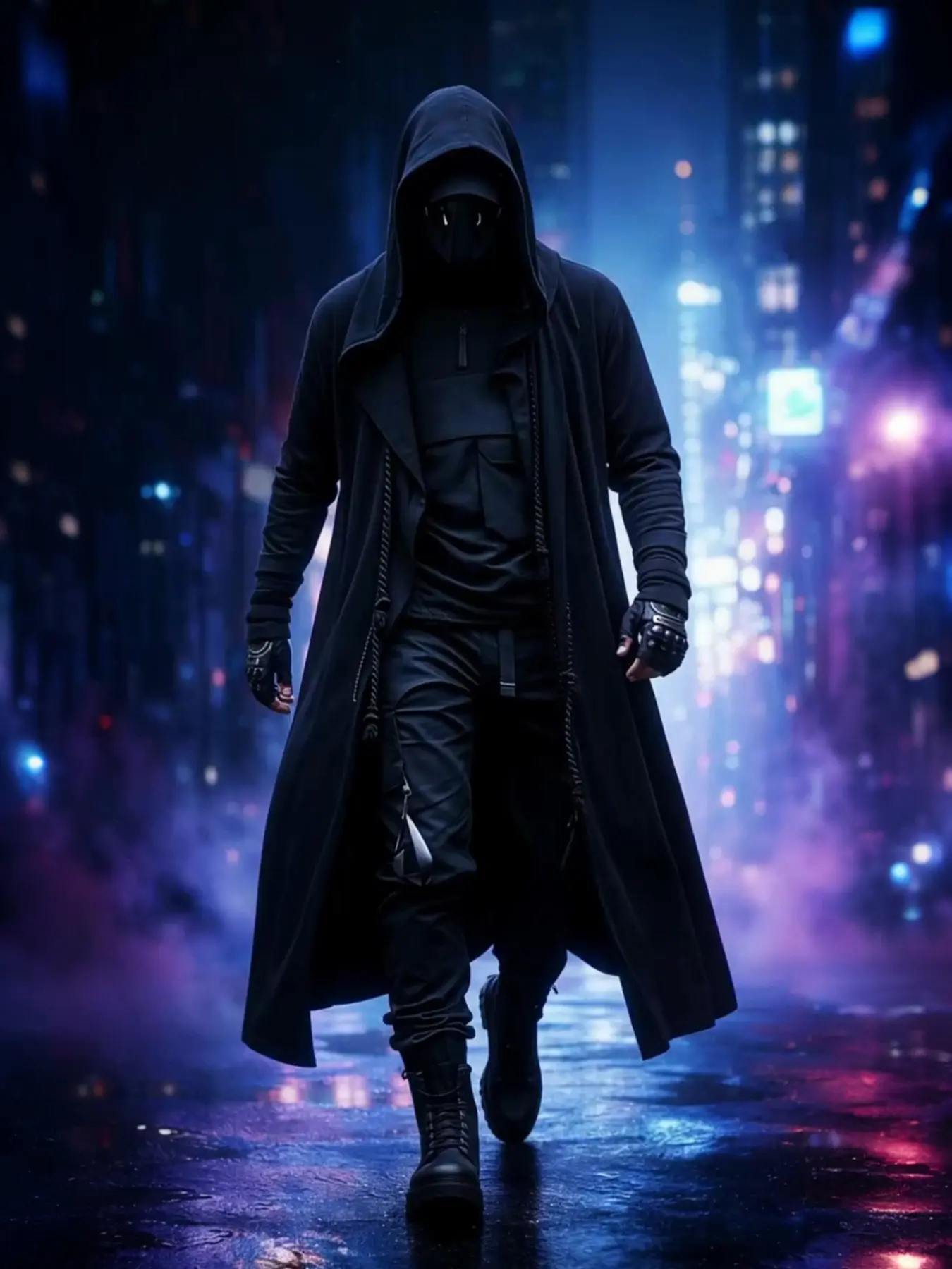 Men’s Cyberpunk Techwear Casual Aesthetic Hooded Cape Coat – Dark Ninja Streetwear Vibe Loose Oversized Cloak for Daily Wear, Cosplay, Costumes & Halloween