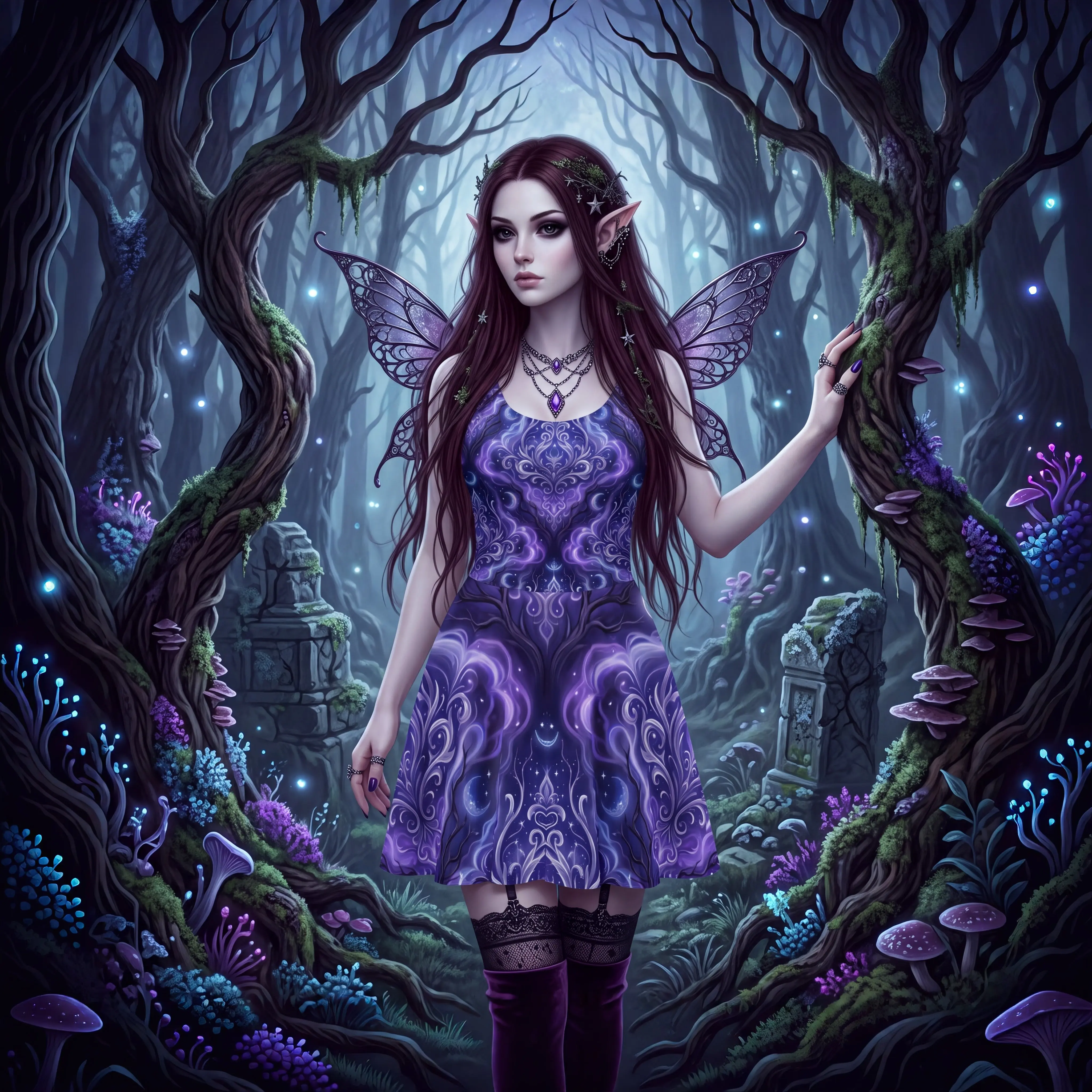 Gothic Moon Skater Dress | Dark Fairy Celestial Dress