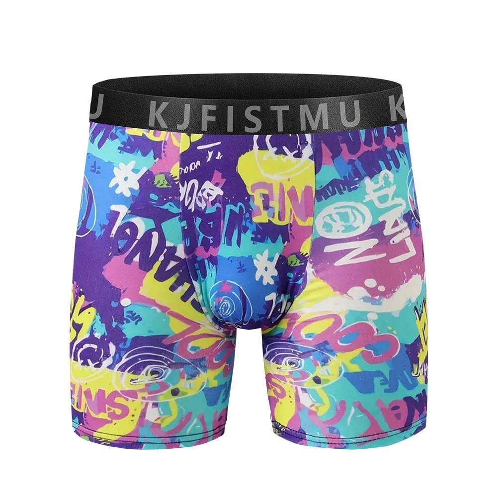 KJFISTMU 5-Piece Men's Boxer Brief Set | Popular Random Graffiti Prints | Unique Street Art Design | Breathable and Stretchy Underwear Set | 95% Polyester, 5% Spandex, Moisture-Wicking | Suitable for Everyday Wear and Workouts